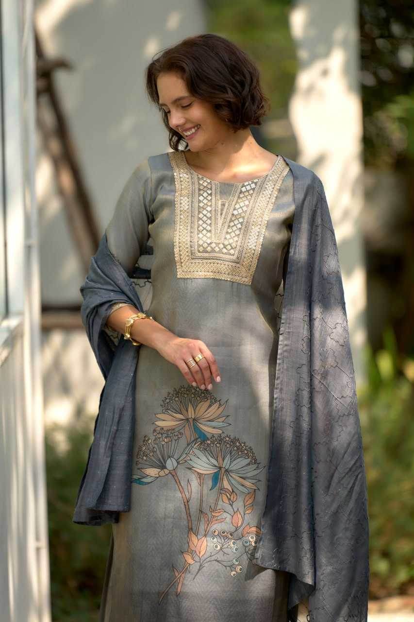 Tissue Embroidered Kurtis - MYLUXURY LANE ENTERPRISE